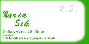 maria sik business card
